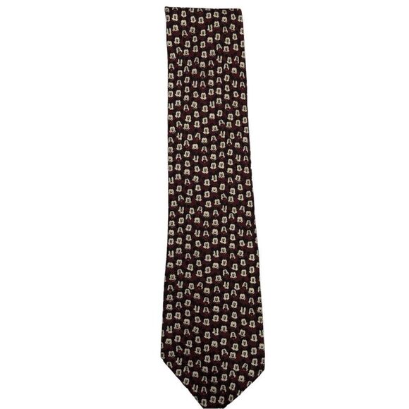 Disney Store Men’s Tie with Mickey Mouse Logo Maroon - Picture 3 of 5